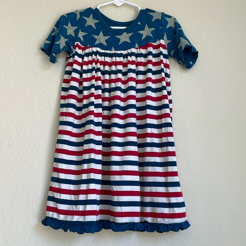 Kickee Pants Girls Patriotic Stars and Stripes Bamboo Dress Size 4T